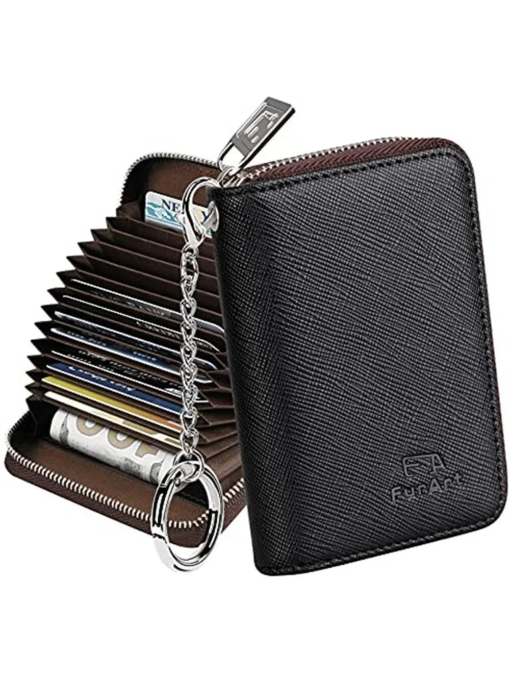 Zipper Wallet Women RFID Credit Card Holder keychain Wallet | ID Window